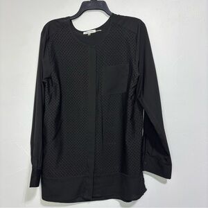 Calvin Klein Women's Black Large Button Front Long Sleeve Shirt